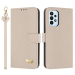 Custodia per telefono in pelle con fiocco in metallo e cinturino da polso, For Samsung Galaxy A13 4G / 5G, For Samsung Galaxy A53 5G, For Samsung Galaxy A33 5G