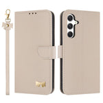 Custodia per telefono in pelle con fiocco in metallo e cinturino da polso, For Samsung Galaxy A14 4G / 5G, For Samsung Galaxy A24 5G, For Samsung Galaxy A34 5G, For Samsung Galaxy A54 5G