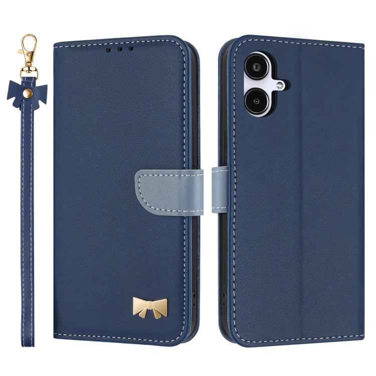 Custodia per telefono in pelle con fiocco in metallo e cinturino da polso, For Samsung Galaxy A57 5G, For Samsung Galaxy A37 5G, For Galaxy A27 5G, For Samsung Galaxy A06  / A07 4G