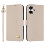 Custodia per telefono in pelle con fiocco in metallo e cinturino da polso, For Samsung Galaxy A57 5G, For Samsung Galaxy A37 5G, For Galaxy A27 5G, For Samsung Galaxy A06  / A07 4G