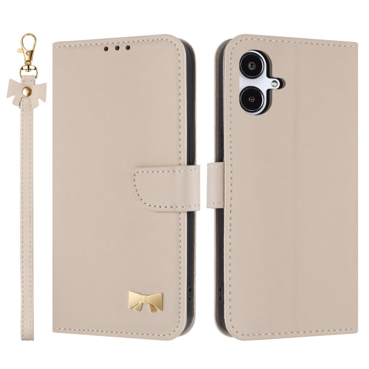 Custodia per telefono in pelle con fiocco in metallo e cinturino da polso, For Samsung Galaxy A57 5G, For Samsung Galaxy A37 5G, For Galaxy A27 5G, For Samsung Galaxy A06  / A07 4G