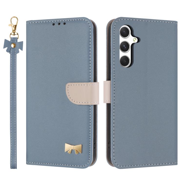 Custodia per telefono in pelle con fiocco in metallo e cinturino da polso, For Samsung Galaxy A57 5G, For Samsung Galaxy A37 5G, For Galaxy A27 5G, For Samsung Galaxy A06  / A07 4G