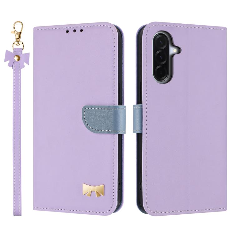 Custodia per telefono in pelle con fiocco in metallo e cinturino da polso, For Samsung Galaxy A57 5G, For Samsung Galaxy A37 5G, For Galaxy A27 5G, For Samsung Galaxy A06  / A07 4G