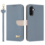 Custodia per telefono in pelle con fiocco in metallo e cinturino da polso, For Samsung Galaxy A57 5G, For Samsung Galaxy A37 5G, For Galaxy A27 5G, For Samsung Galaxy A06  / A07 4G
