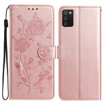 Custodia per telefono in pelle con motivo a rilievo di rose, For Samsung Galaxy A02S 164mm US, For Samsung Galaxy A02S 166mm EU