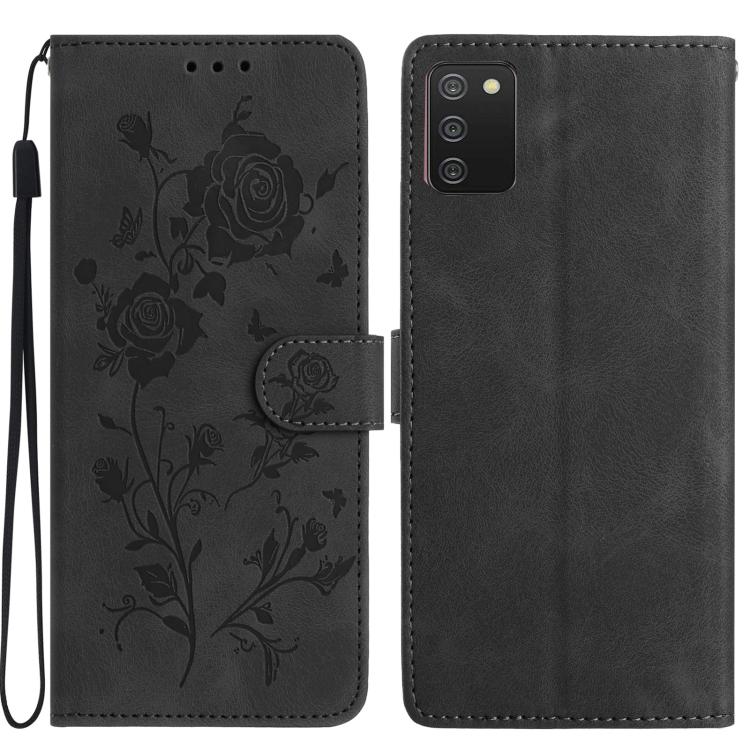Custodia per telefono in pelle con motivo a rilievo di rose, For Samsung Galaxy A02S 164mm US, For Samsung Galaxy A02S 166mm EU