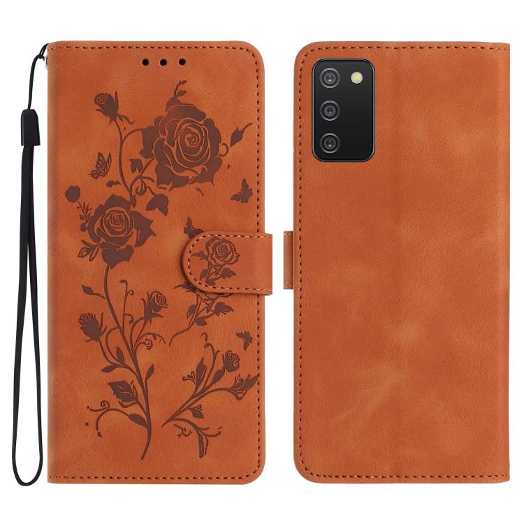 Custodia per telefono in pelle con motivo a rilievo di rose, For Samsung Galaxy A02S 164mm US, For Samsung Galaxy A02S 166mm EU