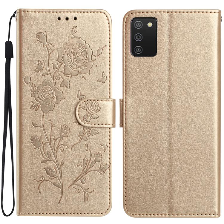 Custodia per telefono in pelle con motivo a rilievo di rose, For Samsung Galaxy A02S 164mm US, For Samsung Galaxy A02S 166mm EU