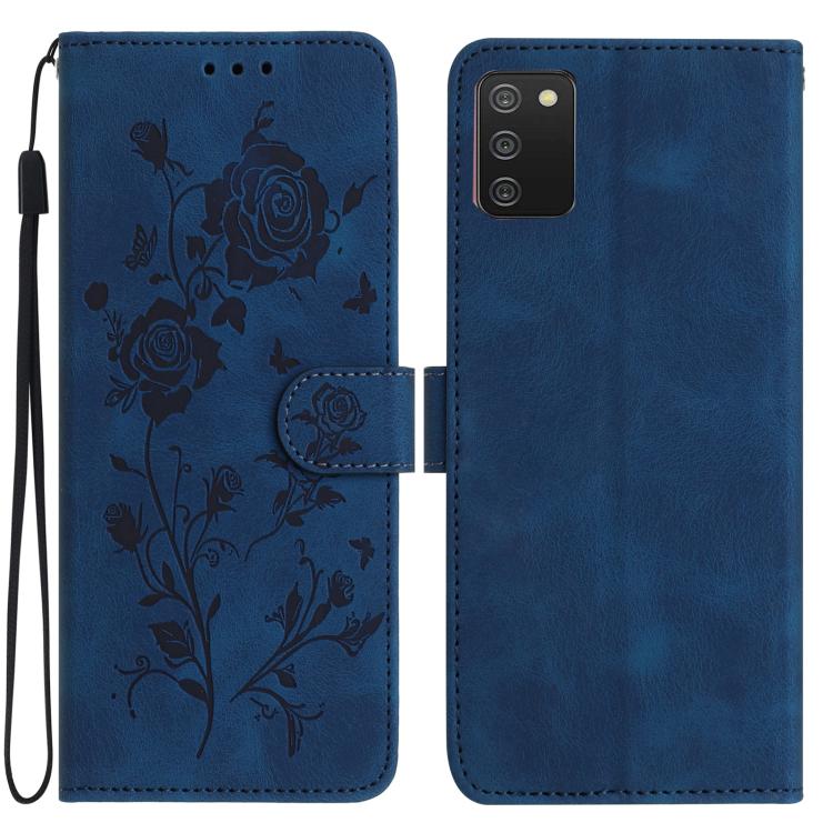 Custodia per telefono in pelle con motivo a rilievo di rose, For Samsung Galaxy A02S 164mm US, For Samsung Galaxy A02S 166mm EU