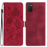 Custodia per telefono in pelle con motivo a rilievo di rose, For Samsung Galaxy A02S 164mm US, For Samsung Galaxy A02S 166mm EU