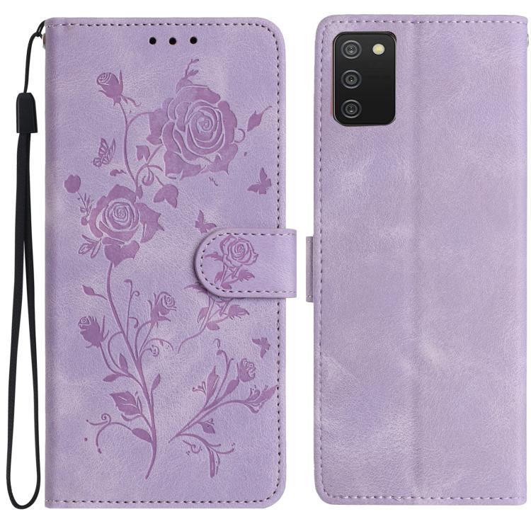 Custodia per telefono in pelle con motivo a rilievo di rose, For Samsung Galaxy A02S 164mm US, For Samsung Galaxy A02S 166mm EU