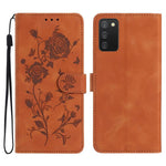 Custodia per telefono in pelle con motivo a rilievo di rose, For Samsung Galaxy A02S 164mm US, For Samsung Galaxy A02S 166mm EU