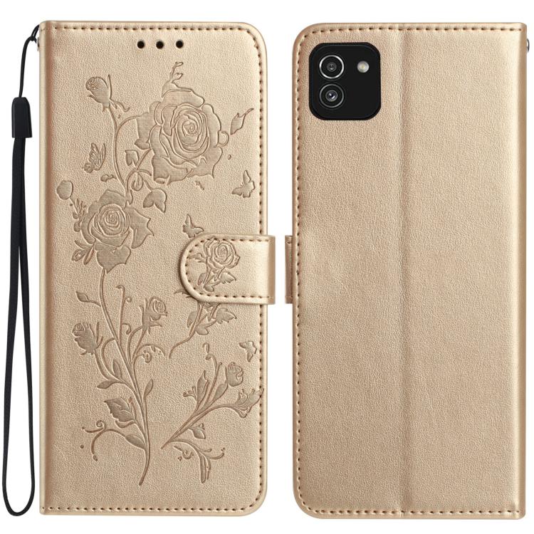 Custodia per telefono in pelle con motivo a rilievo di rose, For Samsung Galaxy A03, For Samsung Galaxy A13 4G