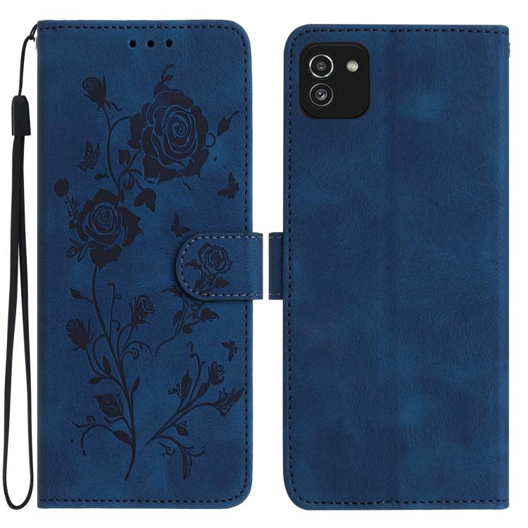 Custodia per telefono in pelle con motivo a rilievo di rose, For Samsung Galaxy A03, For Samsung Galaxy A13 4G