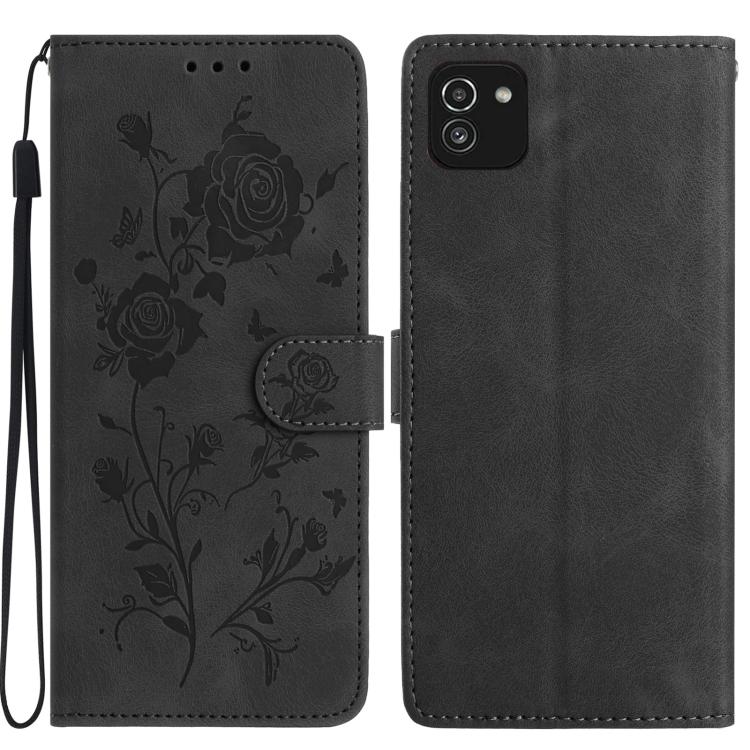 Custodia per telefono in pelle con motivo a rilievo di rose, For Samsung Galaxy A03, For Samsung Galaxy A13 4G