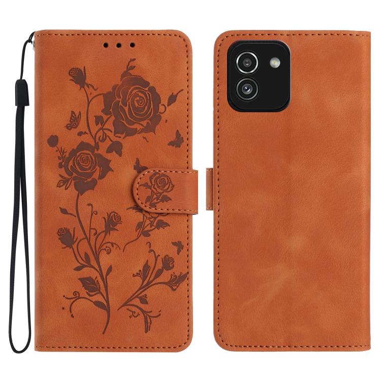 Custodia per telefono in pelle con motivo a rilievo di rose, For Samsung Galaxy A03, For Samsung Galaxy A13 4G