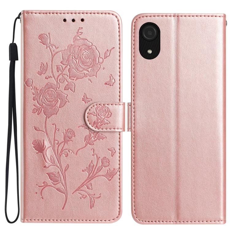 Custodia per telefono in pelle con motivo a rilievo di rose, For Samsung Galaxy A03 Core, For Samsung Galaxy A33