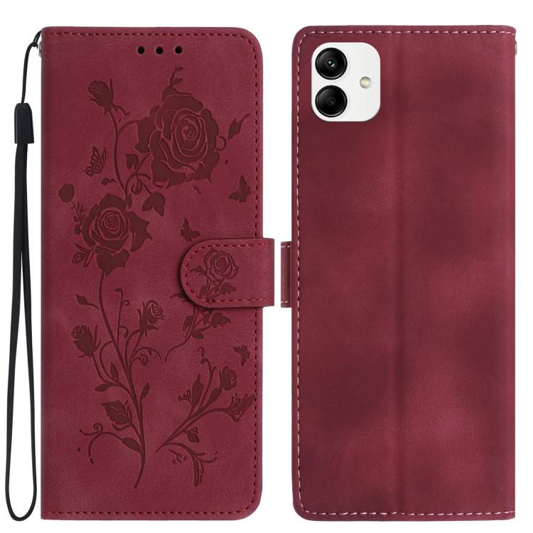 Custodia per telefono in pelle con motivo a rilievo di rose, For Samsung Galaxy A04e, For Samsung Galaxy A04