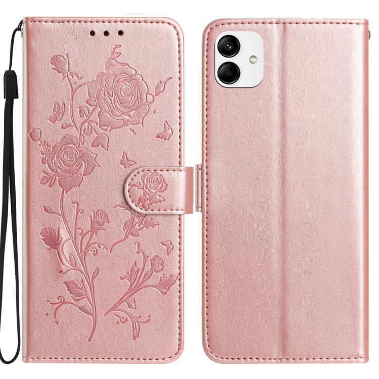 Custodia per telefono in pelle con motivo a rilievo di rose, For Samsung Galaxy A04e, For Samsung Galaxy A04