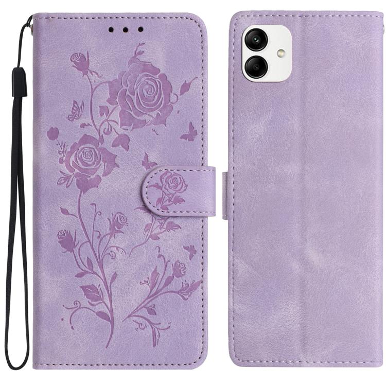 Custodia per telefono in pelle con motivo a rilievo di rose, For Samsung Galaxy A04e, For Samsung Galaxy A04