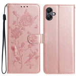 Custodia per telefono in pelle con motivo a rilievo di rose, For Samsung Galaxy A05, For Samsung Galaxy A05S