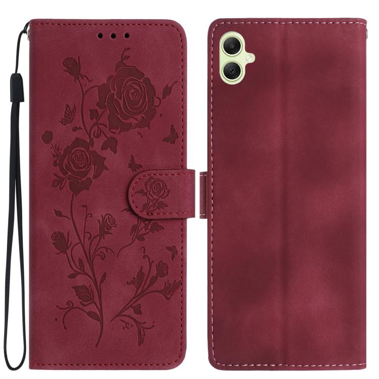 Custodia per telefono in pelle con motivo a rilievo di rose, For Samsung Galaxy A05, For Samsung Galaxy A05S