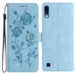 Custodia per telefono in pelle con motivo a rilievo di rose, For Samsung Galaxy A40, For Samsung Galaxy A10 / M10
