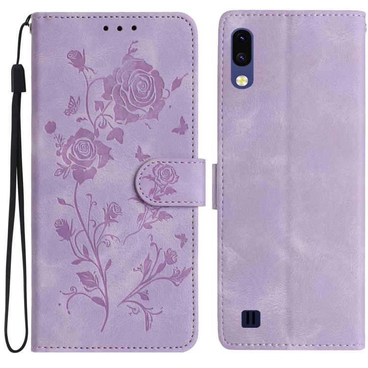 Custodia per telefono in pelle con motivo a rilievo di rose, For Samsung Galaxy A40, For Samsung Galaxy A10 / M10