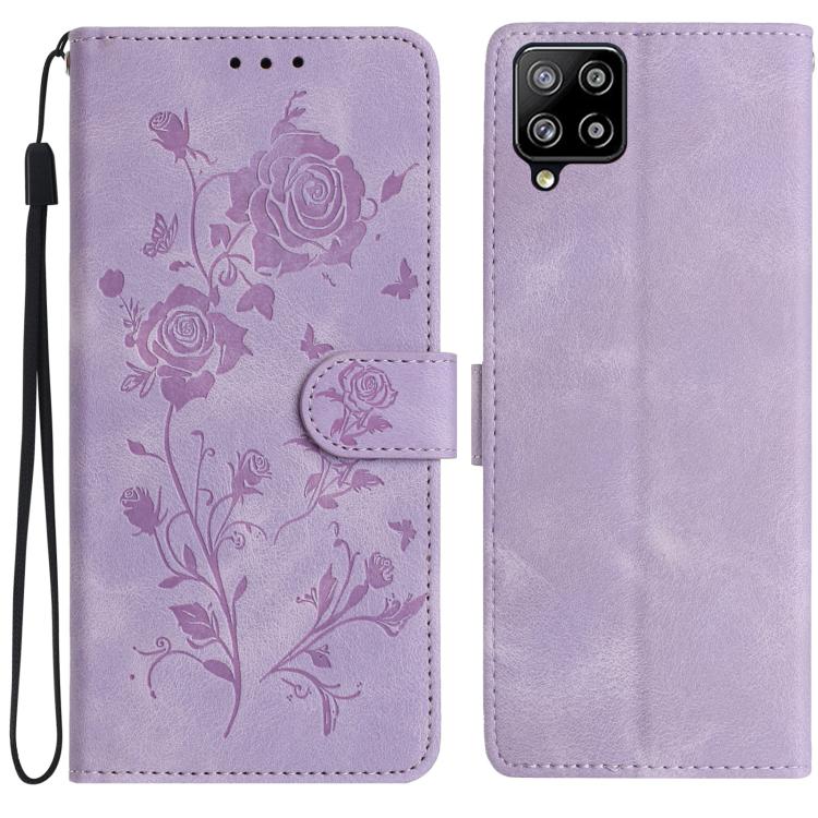 Custodia per telefono in pelle con motivo a rilievo di rose, For Samsung Galaxy A12, For Samsung Galaxy A42