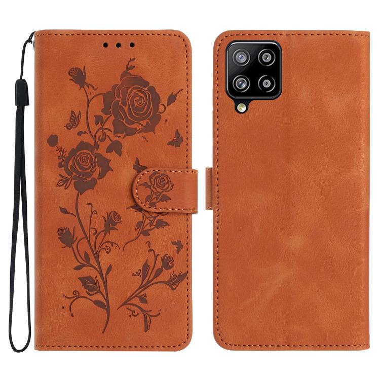 Custodia per telefono in pelle con motivo a rilievo di rose, For Samsung Galaxy A12, For Samsung Galaxy A42