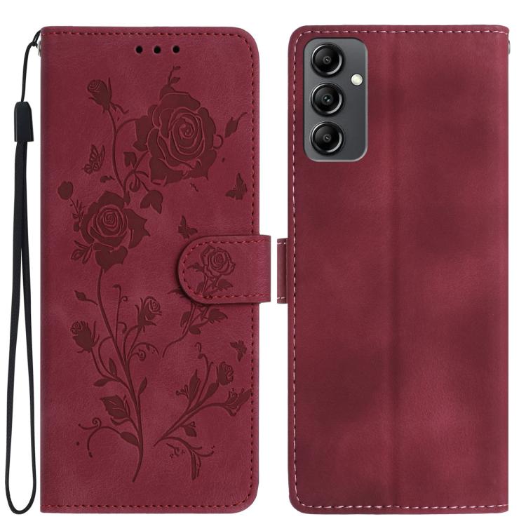 Custodia per telefono in pelle con motivo a rilievo di rose, For Samsung Galaxy A24, For Samsung Galaxy A14