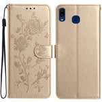 Custodia per telefono in pelle con motivo a rilievo di rose, For Samsung Galaxy A20 / A30, For Samsung Galaxy A50