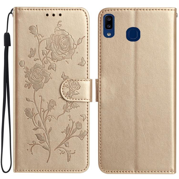 Custodia per telefono in pelle con motivo a rilievo di rose, For Samsung Galaxy A20 / A30, For Samsung Galaxy A50