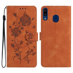 Custodia per telefono in pelle con motivo a rilievo di rose, For Samsung Galaxy A20 / A30, For Samsung Galaxy A50