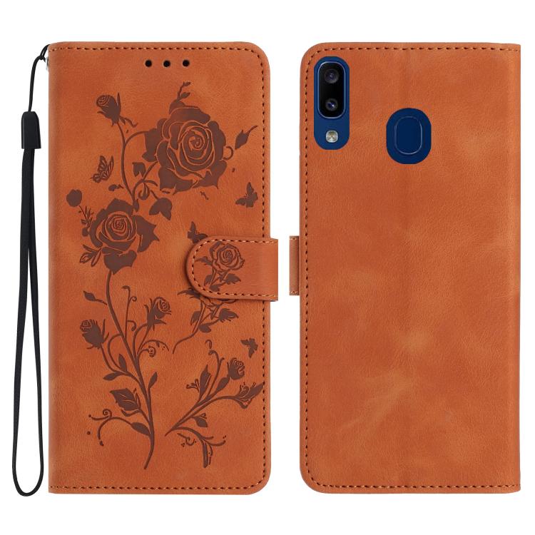 Custodia per telefono in pelle con motivo a rilievo di rose, For Samsung Galaxy A20 / A30, For Samsung Galaxy A50