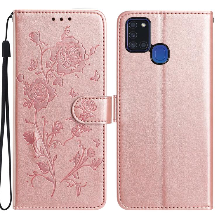 Custodia per telefono in pelle con motivo a rilievo di rose, For Samsung Galaxy A42 5G, For Samsung Galaxy A21S