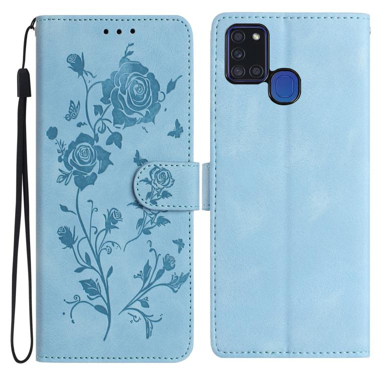 Custodia per telefono in pelle con motivo a rilievo di rose, For Samsung Galaxy A42 5G, For Samsung Galaxy A21S