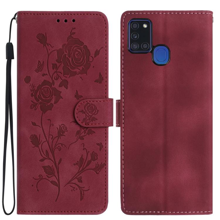 Custodia per telefono in pelle con motivo a rilievo di rose, For Samsung Galaxy A42 5G, For Samsung Galaxy A21S