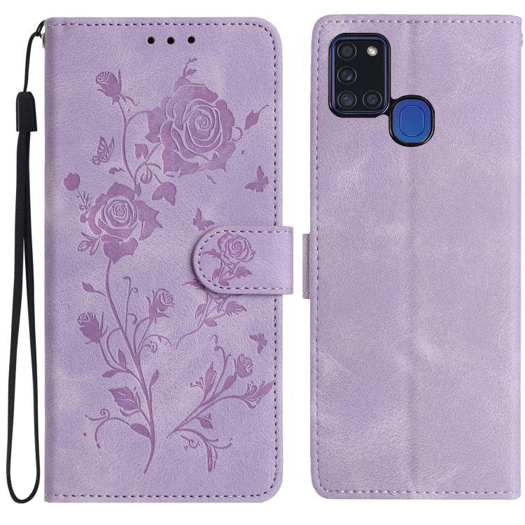 Custodia per telefono in pelle con motivo a rilievo di rose, For Samsung Galaxy A42 5G, For Samsung Galaxy A21S