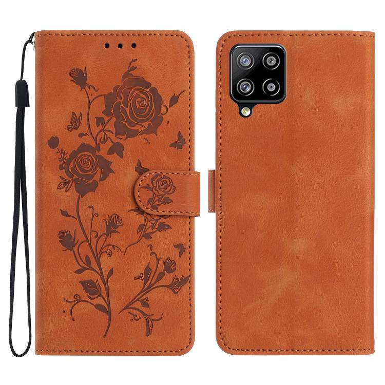 Custodia per telefono in pelle con motivo a rilievo di rose, For Samsung Galaxy A22, For Samsung Galaxy A22 5G