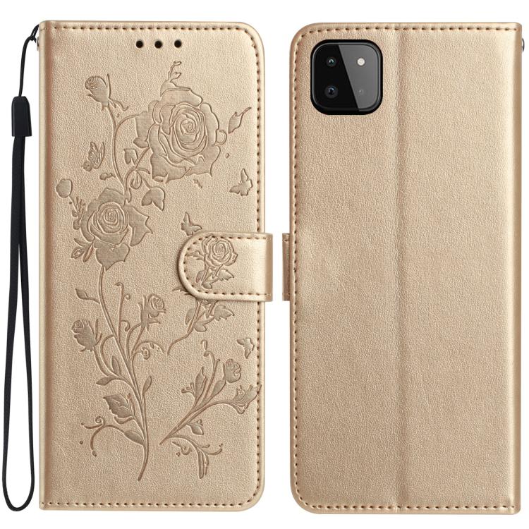 Custodia per telefono in pelle con motivo a rilievo di rose, For Samsung Galaxy A22, For Samsung Galaxy A22 5G