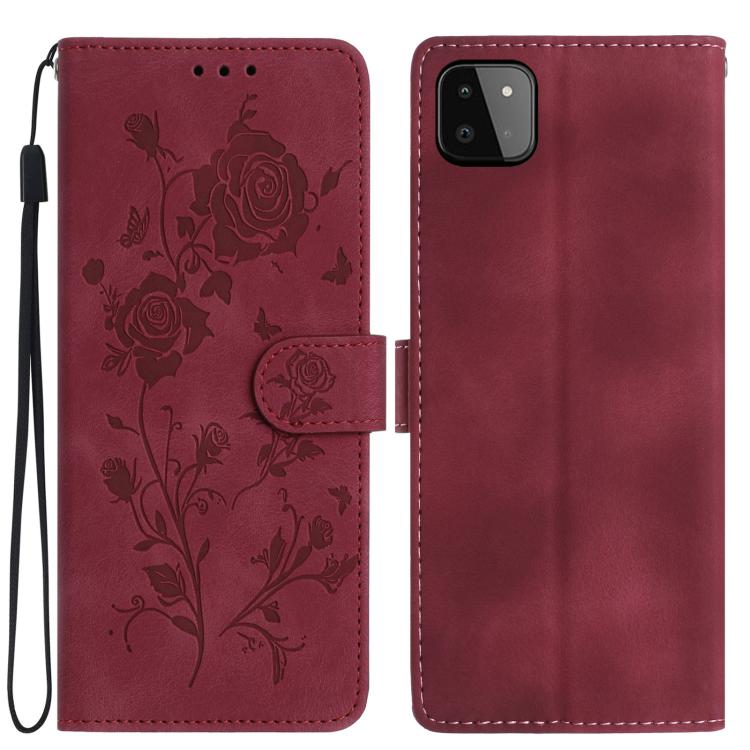 Custodia per telefono in pelle con motivo a rilievo di rose, For Samsung Galaxy A22, For Samsung Galaxy A22 5G