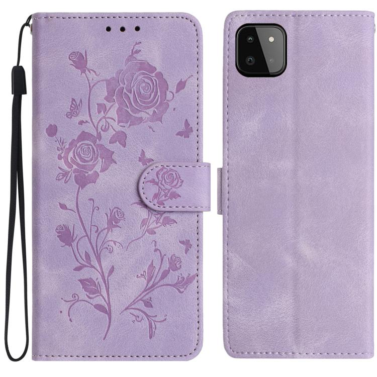 Custodia per telefono in pelle con motivo a rilievo di rose, For Samsung Galaxy A22, For Samsung Galaxy A22 5G