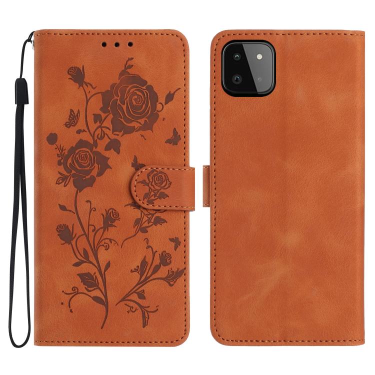 Custodia per telefono in pelle con motivo a rilievo di rose, For Samsung Galaxy A22, For Samsung Galaxy A22 5G