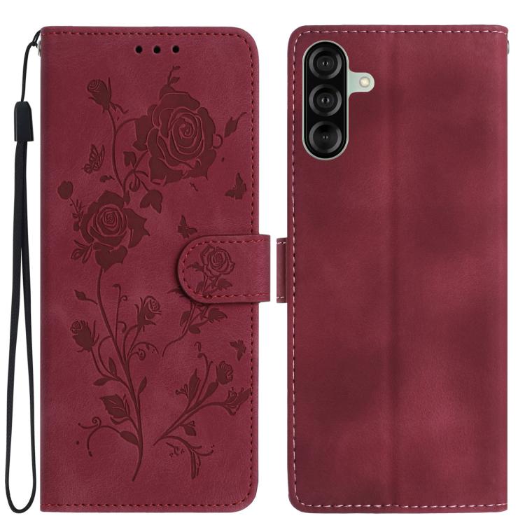 Custodia per telefono in pelle con motivo a rilievo di rose, For Samsung Galaxy A26, For Samsung Galaxy A36