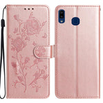 Custodia per telefono in pelle con motivo a rilievo di rose, For Samsung Galaxy A40, For Samsung Galaxy A10 / M10