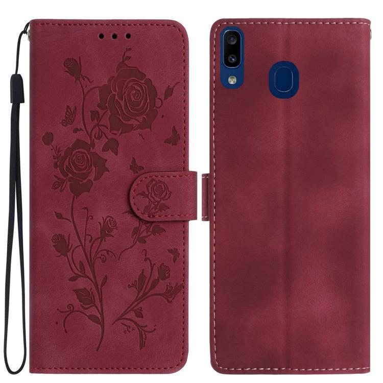 Custodia per telefono in pelle con motivo a rilievo di rose, For Samsung Galaxy A40, For Samsung Galaxy A10 / M10