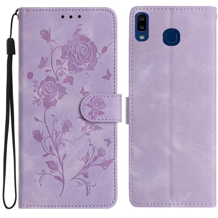 Custodia per telefono in pelle con motivo a rilievo di rose, For Samsung Galaxy A40, For Samsung Galaxy A10 / M10