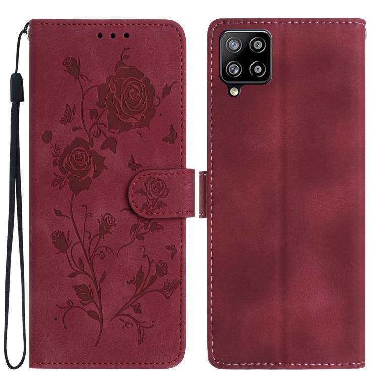 Custodia per telefono in pelle con motivo a rilievo di rose, For Samsung Galaxy A42 5G, For Samsung Galaxy A21S