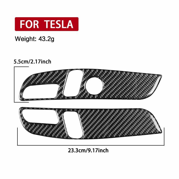 Per Tesla Model 3 2023 - Set di 2 adesivi decorativi in fibra di carbonio per il pannello di regolazione del sedile dell'auto., 2pcs/Set Car Seat Adjustment Panel, Left Drive, 2pcs/Set Car Seat Adjustment Panel, Right Drive